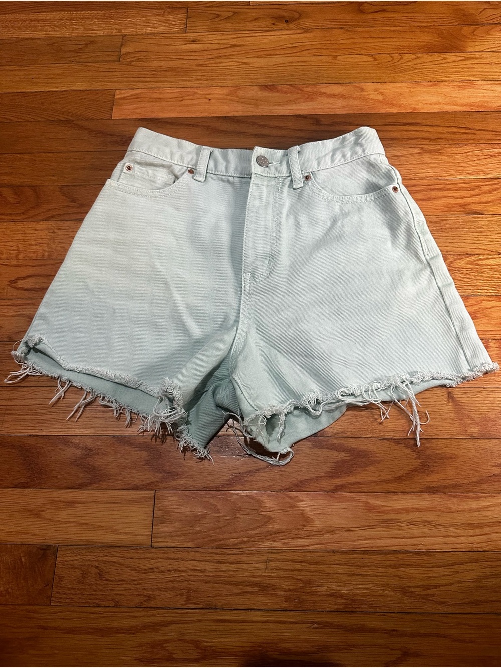 BDG‎ Urban Outfitters A-line Shorts Cutoff Denim Light Green High Waisted 27